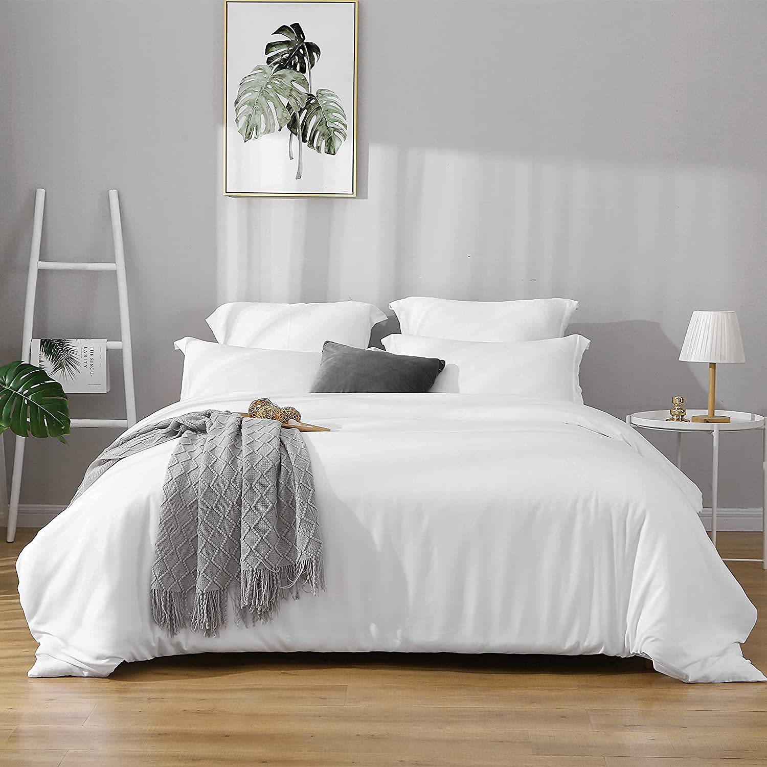 eBeddy Linens White Oversized King Duvet Cover - Soft 800-TC Egyptian Cotton King Duvet Cover Set, 3 Pieces, 1 Duvet Cover 120x98 Inches Zipper Closure and Corner Ties with 2 Pillow Shams