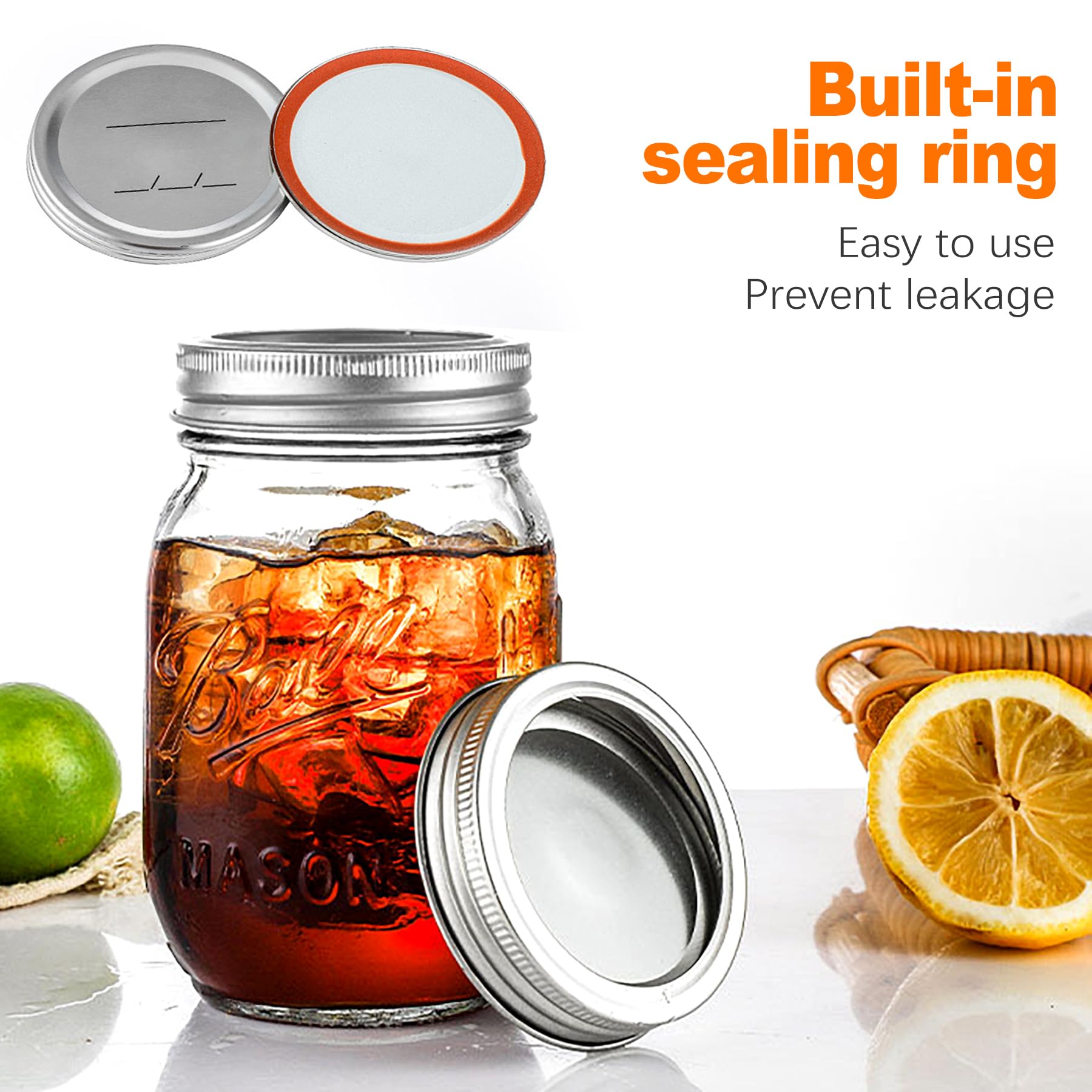 24-Pack 70 MM Regular Mouth Canning Jar Lids - Leak Proof & Airtight Seal Split-Type Metal Lids, Suitable for Ball & Kerr Jars, Food Grade Material