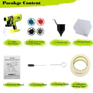 Paint Sprayer for Ryobi 18V Battery, Cordless Paint Sprayer with 1000ML Container, Handheld HVLP Paint Gun Electric Paint Sprayer for Small Painting Projects: Fence, Cabinets, Chairs(No Battery)