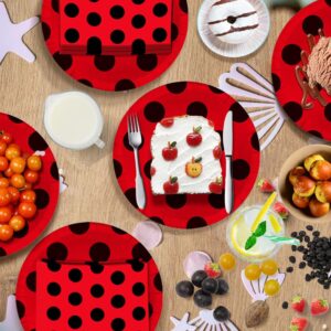 Lousuip 80PCS Ladybug Party Supplies Ladybug Paper Plates and Napkins Party Tableware for Girls Birthday Babyshower Party Decorations