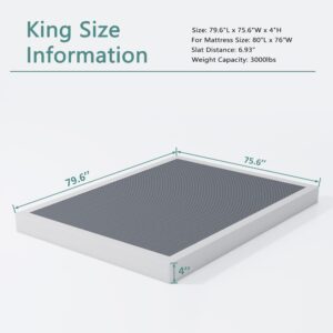 XINXINYAN King Size Box Spring 4 Inch,Black King Box Spring 4 Inch,Sturdy 4 Inch Box Spring King Only, Easy Assembly Metal Frame, Noise Free