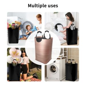 Large Laundry Hamper Bag, Collapsible Laundry Basket Elegant Rose Gold Metallic Dirty Clothes Storage Washing Bin for Bathroom, Dorm Essentials