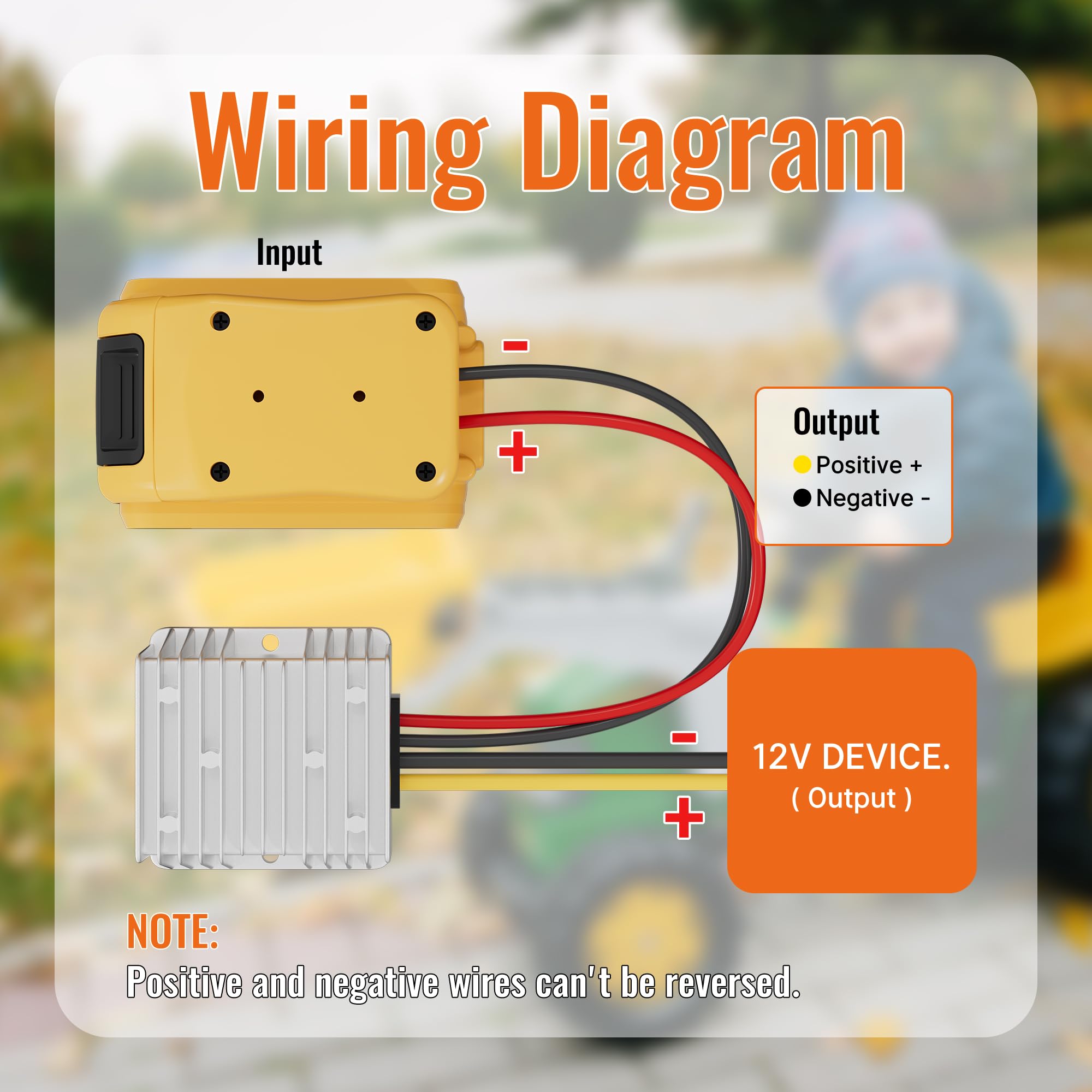 RVBOATPAT Step Down Converter for Dewalt 20V to 12V Adapter Power Wheel Battery Adapter DC 12V 20A 240W Inverter Automatic Buck Converter DC Voltage Regulator