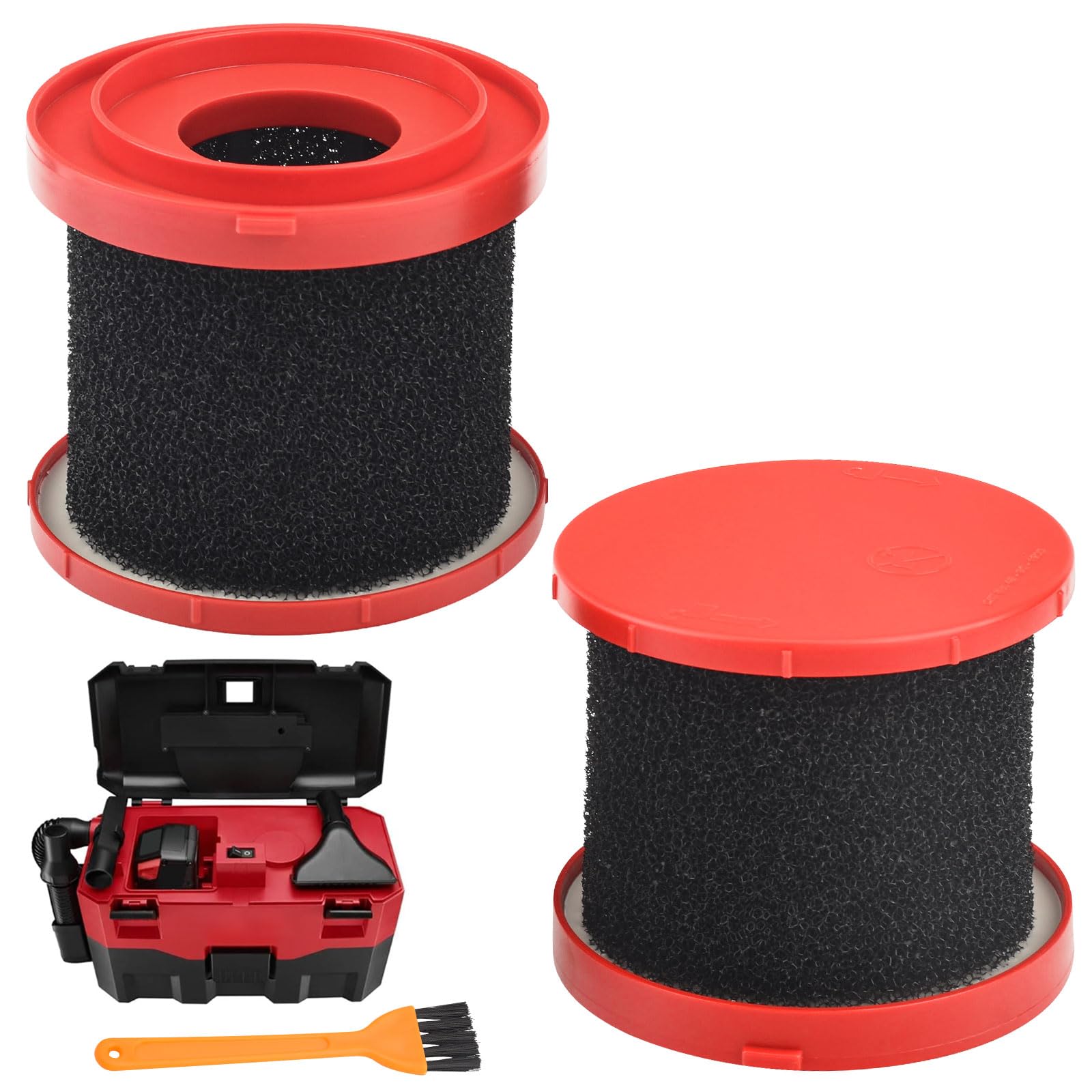 2Pack 49-90-2015 Foam Wet Filter Compatible with Milwaukee wet/dry vacuums 0880-20, 0960-20, 0970-20