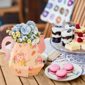 Fulmoon 6 Pcs Tea Party Decorations 6.7'' Flower Boxes Centerpiece Princess Tea Party Centerpieces for Tables Teapot Vase Table Decoration for Floral Tea Themed Birthday Party Baby Shower Wedding