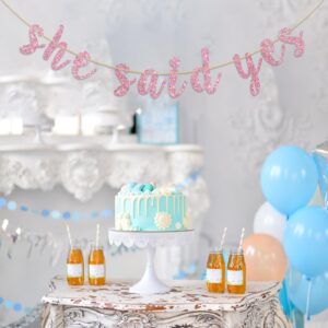 Dalaber She Said Yes banner,Engagement Wedding Bridal Shower Party Decorations,Pink Glitter Bachelorette Party Supplies