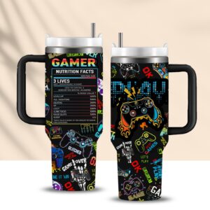 gaming gifts for men boys, gamer gifts for men, 40oz gamer tumbler cup, gaming mugs, teen boy gifts gaming stuff, gaming gamepad presents for son boyfriend, birthday gifts for men boys gaming cup