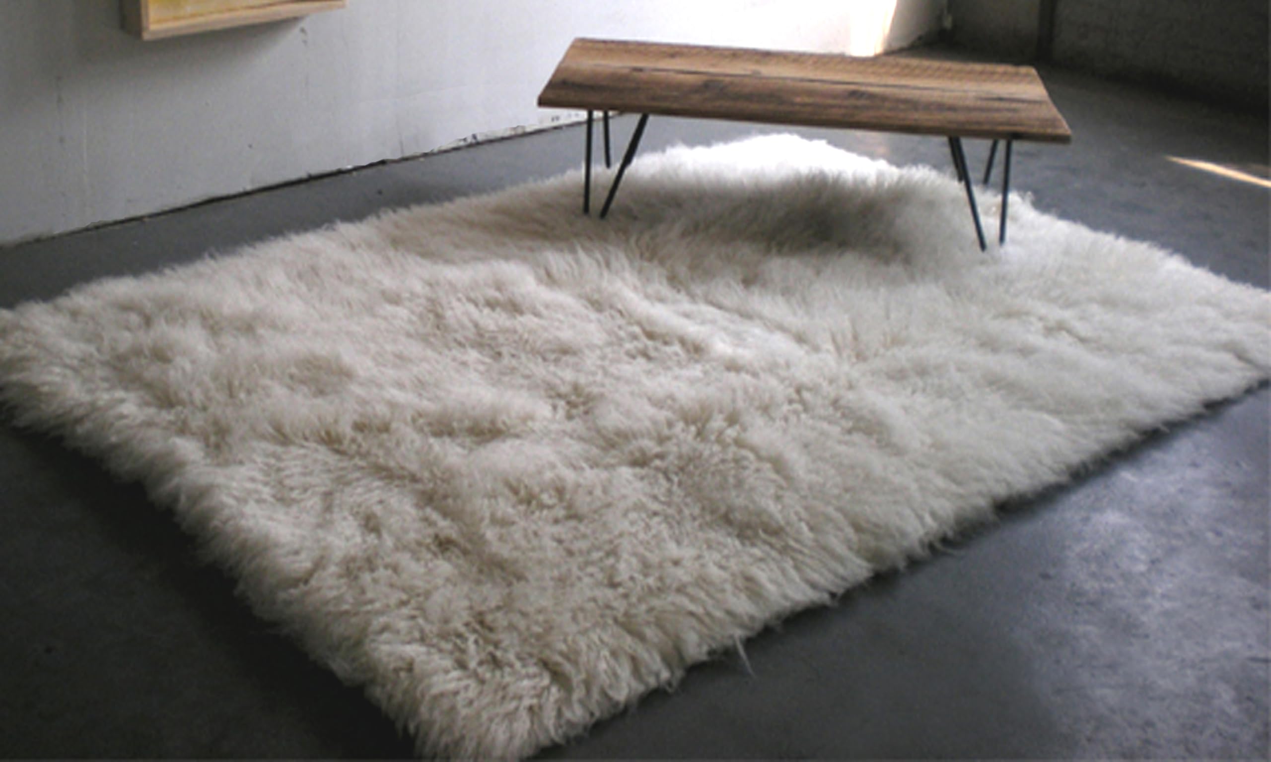 Super Thick 6x9 Greek Flokati Rug. Long 3.5” Organic Wool Pile. Shaggy Natural Wool Area Rug.