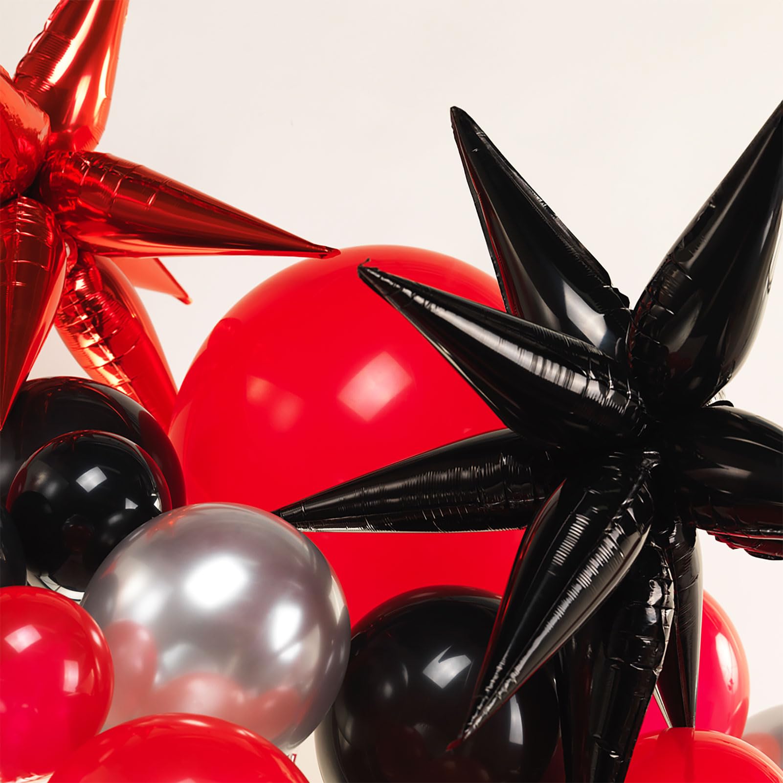 yeewaka black and red silver balloon garland arch kit 150pcs with Starburst Balloons for wedding Casino movie night theme birthday graduations prom 2024 new year eve Party decorations