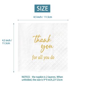 Thank You for All You Do Napkins, Thank You Napkins, Graduation Retirement Office Party Decorations Supplies Favors Gifts, Staff Employee Teacher Doctor Appreciation Napkins (4.5 x 4.5 In, 50Pcs)