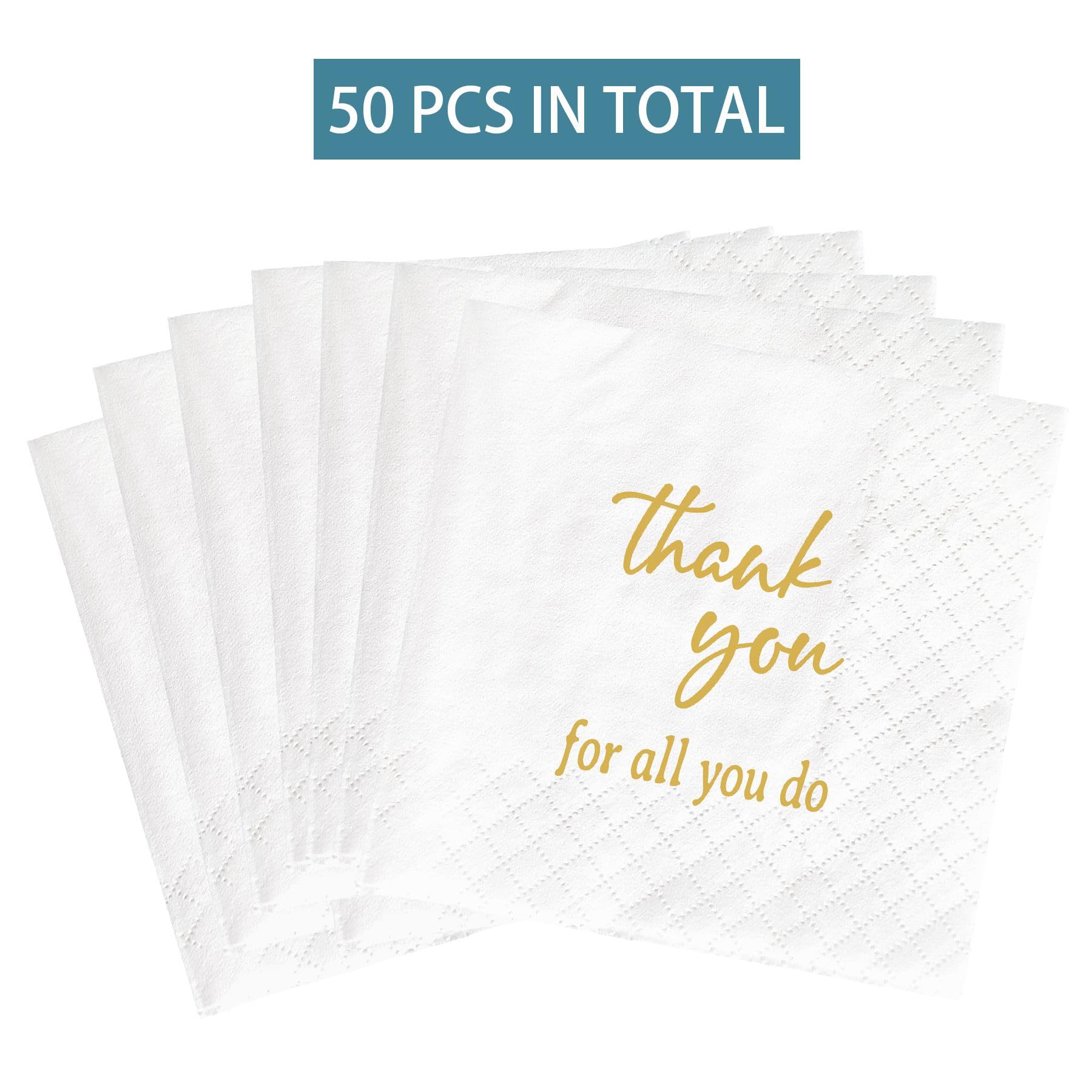 Thank You for All You Do Napkins, Thank You Napkins, Graduation Retirement Office Party Decorations Supplies Favors Gifts, Staff Employee Teacher Doctor Appreciation Napkins (4.5 x 4.5 In, 50Pcs)