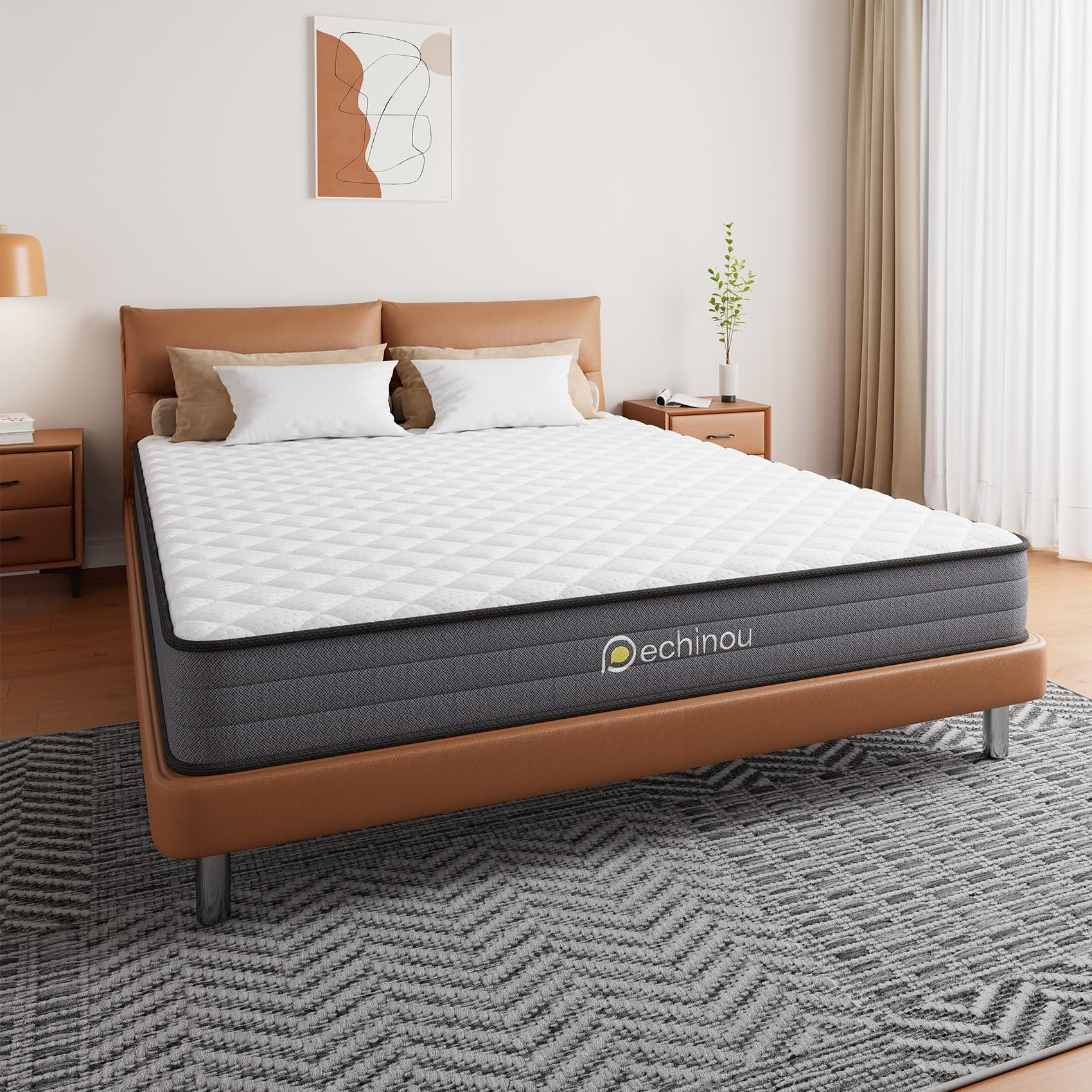 Twin Mattress, 6 Inch Twin Mattress in a Box, Superior Hybrid Mattress with Gel Memory Foam or Back & Lumbar Support, 100 Night Trial, Soft, Pressure Relief, Zoned Support spring, Medium Firm