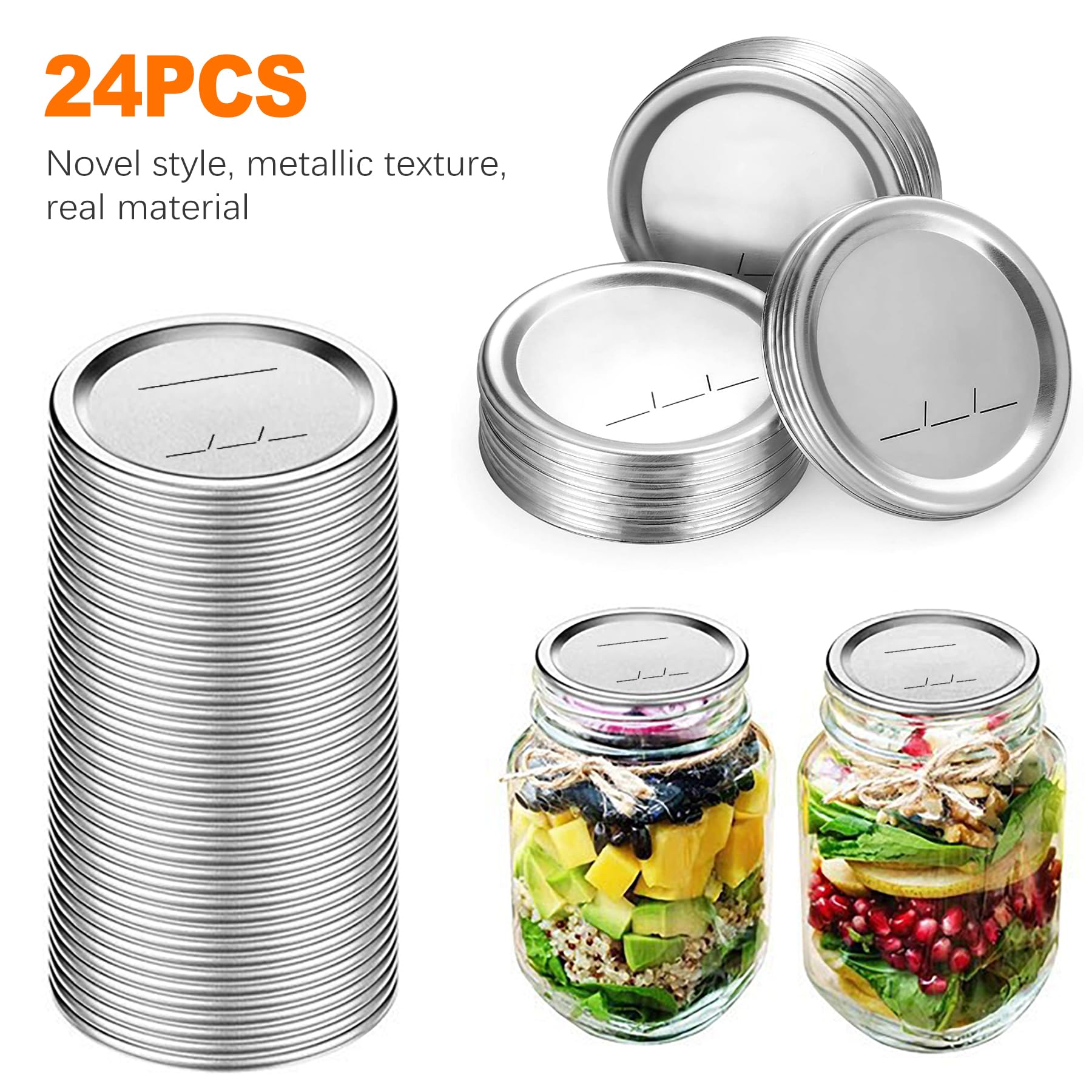 24-Pack 70 MM Regular Mouth Canning Jar Lids - Leak Proof & Airtight Seal Split-Type Metal Lids, Suitable for Ball & Kerr Jars, Food Grade Material