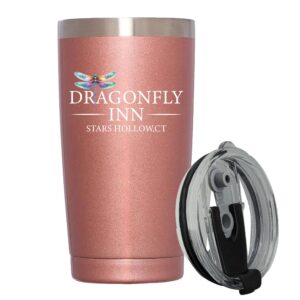 dragonfly inn rose glod stainless steel insulated tumblers 20 oz - gilmore girls merchandise - women gifts - birthday gifts