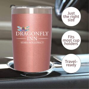 Dragonfly Inn Rose Glod Stainless Steel Insulated Tumblers 20 Oz - Gilmore Girls Merchandise - Women Gifts - Birthday Gifts