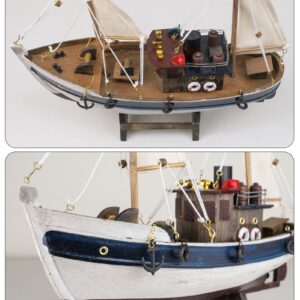 SAILINGSTORY Wooden Fishing Boat Model Sailboat Decor Ship Model Distressed Finish