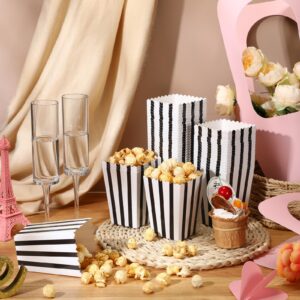 Maxcheck 200 Pcs Popcorn Boxes with 200 Pcs Clear Cellophane Bag, Mini Paper Popcorn Box Cardboard Popcorn Container, Popcorn Boxes Snack Candy for Birthday Wedding Decoration (Black and White)