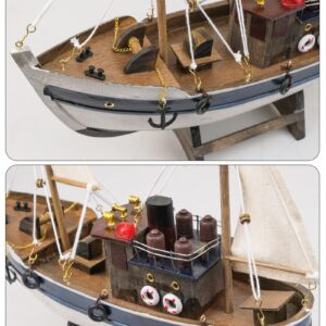 SAILINGSTORY Wooden Fishing Boat Model Sailboat Decor Ship Model Distressed Finish