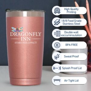 Dragonfly Inn Rose Glod Stainless Steel Insulated Tumblers 20 Oz - Gilmore Girls Merchandise - Women Gifts - Birthday Gifts