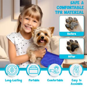 Happy Paws Dog Paw Cleaner | Portable Washer Cup for Small Cute Dogs with Towel and Hanger | Silicone Pet Foot Cleaning Brush Scrubber | Grooming Essentials to Wash Muddy Puppy Feet | Blue