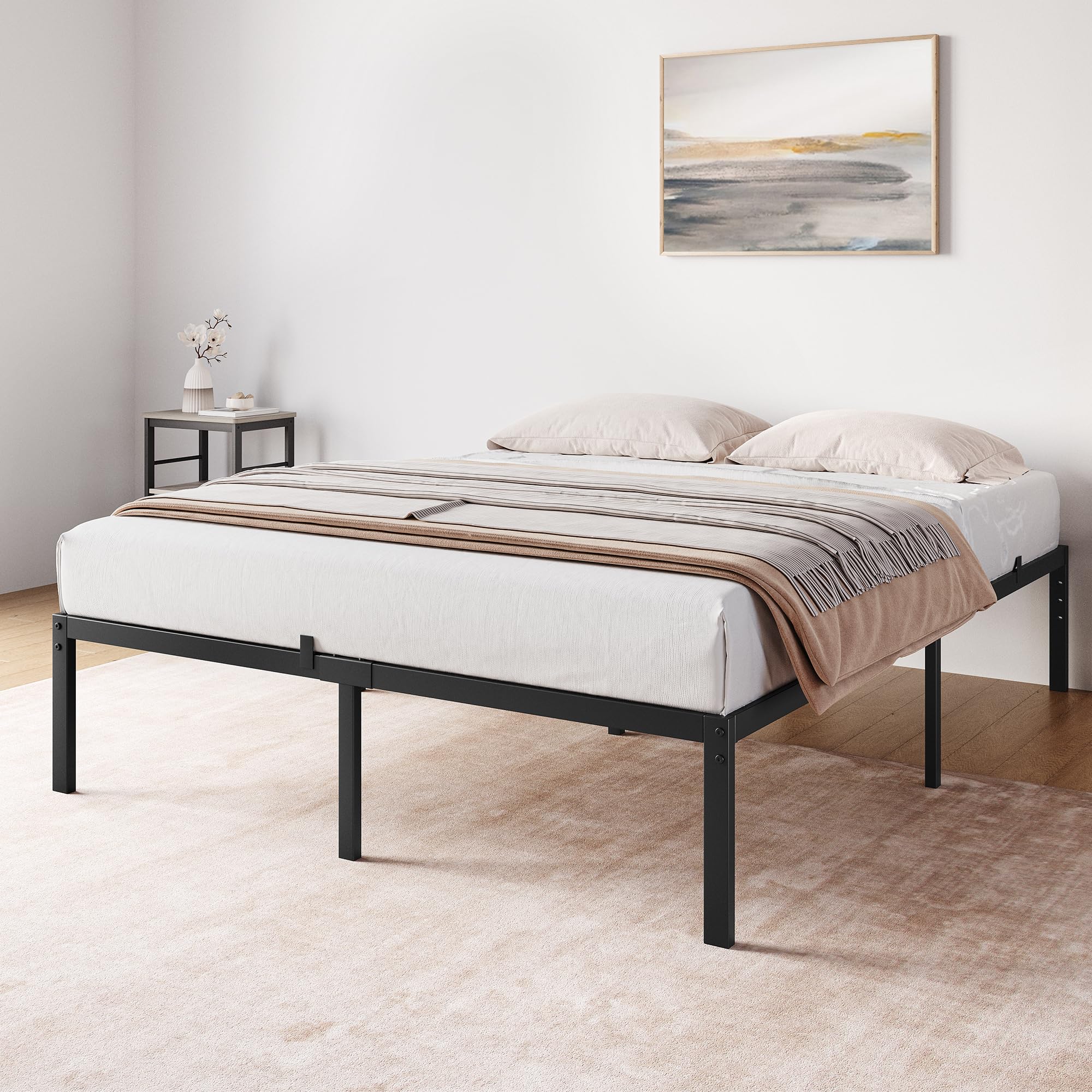 GAOMON 14 Inch Full Bed Frame with Storage,Noise-Free,Metal Platform Full Bed Frame No Box Spring Needed Steel Slat Support Easy Assembly