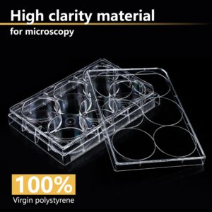 4E's USA 6 Well Cell Culture Plate with Lid, Tissue Culture Treated Plate, Sterile, Individual Packing, Pack of 5 Plates