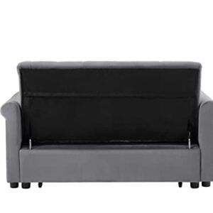 Modern Convertible Loveseat Sofa W/Pull Out Sleeper Couch Bed,2 Seater Sofa & Couch W/ Adjustable Backrest,Tufted Daybed for Home Apartment Office Living Room Velvet Twin 2 Pillows Nailhead Decor