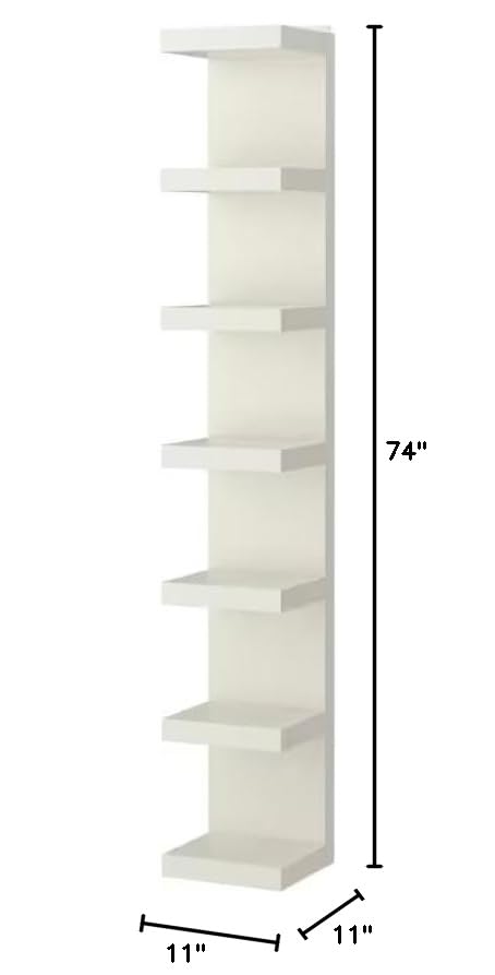 home stuff Wall Shelf Unit, 7 Tier Wall Shelves, Vertical Column Shelf Storage Home Decor Organizer Design Utility Lack Shelving, Design for Bedroom Living Room, 11 3/4x74 3/4, (White)