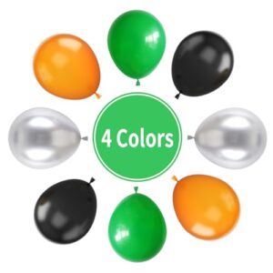 Paready Sport Balloons, 55Pcs Orange Green Party Balloons 12 Inch Black Orange Latex Balloons Metallic Silver Balloons Green Black Balloons for Kids Sport Theme Birthday Party Baby Shower Graduation