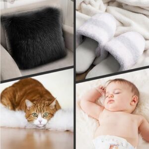 Lusofie Faux Fur Fabric Black Fur Fabric 20×20 Inches Plush Black Faux Fur Fabric Square Patch for Crafts Gnomes Costume Camera Floor Decoration Mats