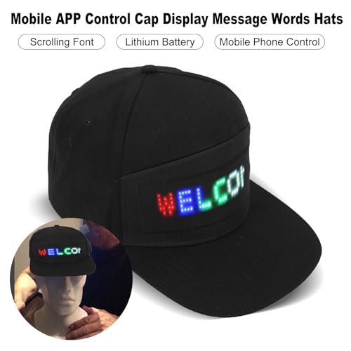 Yoidesu Programmable LED withApp Control, Editable Colorful Hat for Outdoor Concerts, Carnivals (Black Hat)