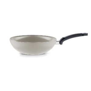 fissler ceratal comfort ceramic 11 inch non-stick wok, warm grey, made without pfas