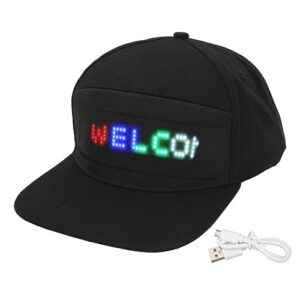 yoidesu programmable led withapp control, editable colorful hat for outdoor concerts, carnivals (black hat)