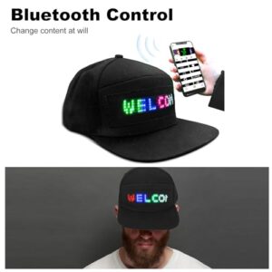 Yoidesu Programmable LED withApp Control, Editable Colorful Hat for Outdoor Concerts, Carnivals (Black Hat)