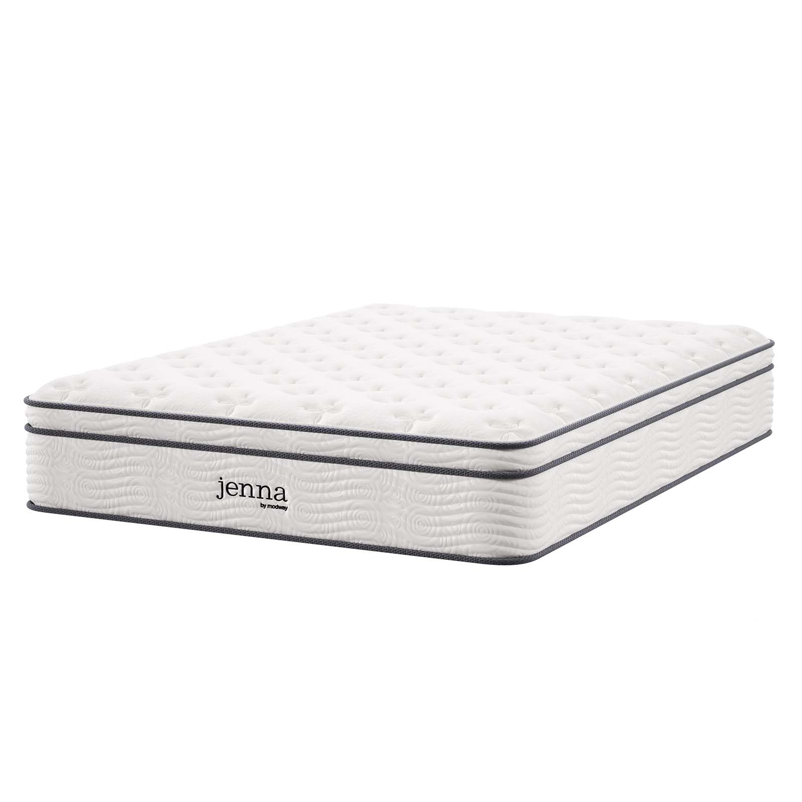 Modway MOD-7088-WHI Jenna 12" Innerspring Pillow Top Full Mattress, White