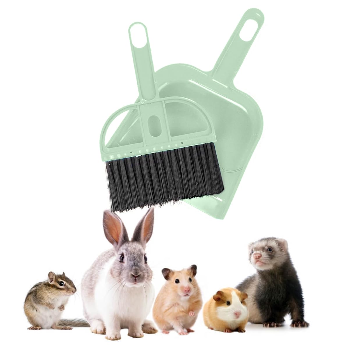 Mini Broom and Dustpan Set - Compact Cleaning Kit for Home, Car, Camping, Small Spaces, Pet Cleanup, and Travel - Durable Small Broom and Dustpan Set Mini - Mint Green Broom