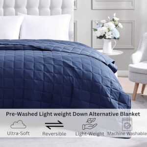 Casa Platino Navy Blue Blanket Twin Size - Pre-Washed Twin Blanket Only - Lightweight Twin Blanket Kids - All Season Twin Blanket - Premium Microfiber Down Alternative Twin Size Bed Blanket