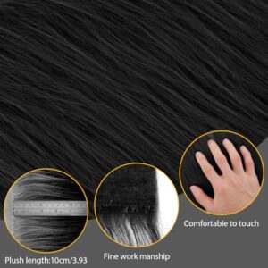 Lusofie Faux Fur Fabric Black Fur Fabric 20×20 Inches Plush Black Faux Fur Fabric Square Patch for Crafts Gnomes Costume Camera Floor Decoration Mats