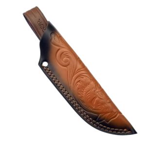 aibote fixed blade knife sheath fits up to 6.1" blade,embossed leather straight knife sheath case holder scabbard tactical holster with belt loop