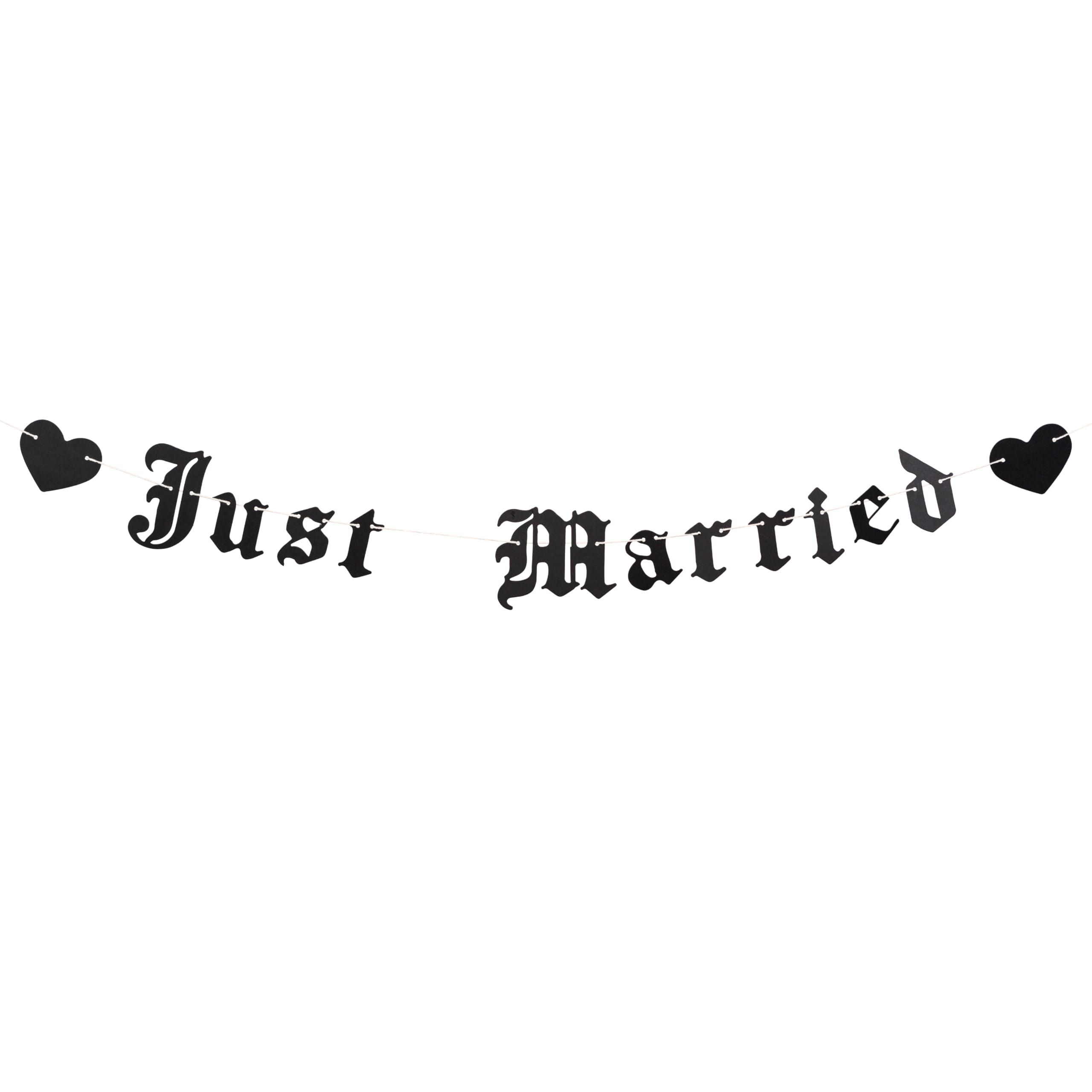 Vgaruint Just Married Gothic Wedding Banner - Goth Wedding Party Decoration, Emo Party Decor, Dark Alternative Heavy Metal Letter Garland (Gothic Marry Banner)