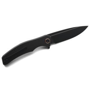 Miguron Knives M Velona Flipper Folding Knife 3.5" Small Version 14C28N Black PVD Blade Black G10 Handle Pocket Knife MGR-8003BKS