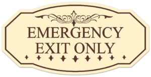 signs bylita victorian emergency exit only sign - easy installation | durable wall or door (ivory/dark brown) - small