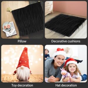 Lusofie Faux Fur Fabric Black Fur Fabric 20×20 Inches Plush Black Faux Fur Fabric Square Patch for Crafts Gnomes Costume Camera Floor Decoration Mats