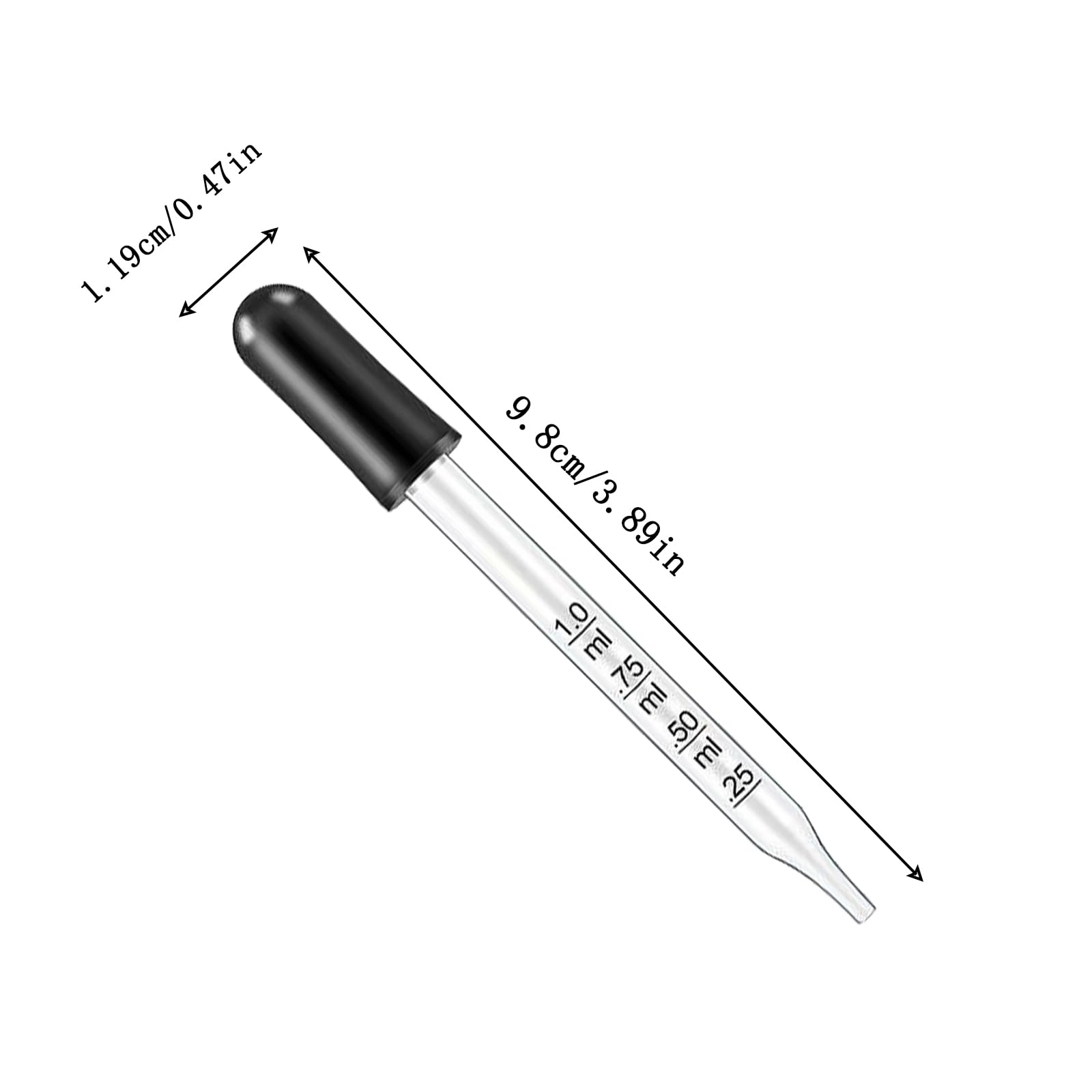 Eye Dropper for Essential Oils 10 PCS Pipettes Dropper with Black Rubber Head, Straight-Tip Calibrated Thick Glass Medicine Dropping Pipettes for Accurate Easy Dose and Measurement 1 mL Capacity (10)