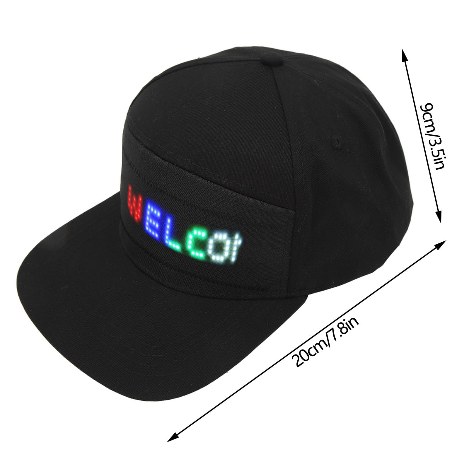 Yoidesu Programmable LED withApp Control, Editable Colorful Hat for Outdoor Concerts, Carnivals (Black Hat)