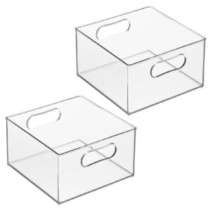 mDesign Deep Plastic Stackable Storage Organizer Container Bin, Bath & Shower Organization for Cabinet, Cupboard, Shelves, Counter, or Closet - Holds Shampoo, Vitamins, Ligne Collection, 2 Pack, Clear