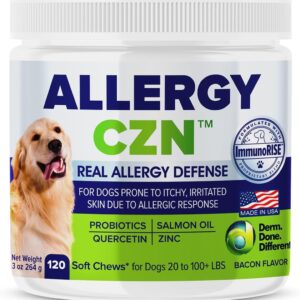 VetriMAX Allergy CZN - Itch and Allergy Chew for Dogs, Seasonal Allergies Anti Itch Dog Chewables with ImmunoRise Blend, 3 oz/120 Count