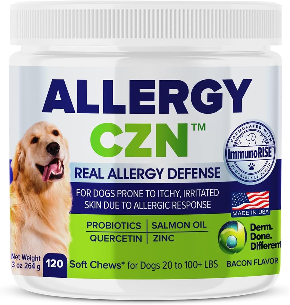 VetriMAX Allergy CZN - Itch and Allergy Chew for Dogs, Seasonal Allergies Anti Itch Dog Chewables with ImmunoRise Blend, 3 oz/120 Count