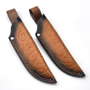 Aibote Fixed Blade Knife Sheath Fits up to 6.1" Blade,Embossed Leather Straight Knife Sheath Case Holder Scabbard Tactical Holster with Belt Loop