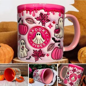 dierjueyers Pumpkin Coffee Cup With Ghost, Halloween Coffee Mug, Halloween Ceramic Coffee Mug, Trick Or Treat Halloween Tumbler Cup, Perfect And Best Gifts For Coffee Lover (Orange*1) (Orange, 24X20)